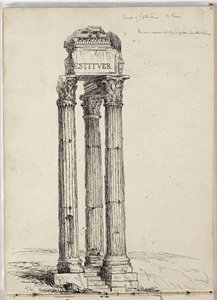 Temple de Vespasien, appelé le Temple de Jupiter Tonans, Forum romain, vers 1831 - Thomas Cole